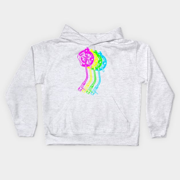 TURNTABLE ARM IN COLOR Kids Hoodie by KIMIDIGI